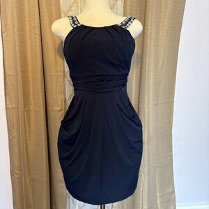 Elegant Black Dress with Embellished Straps, size L